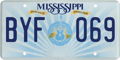 MS license plate BYF069