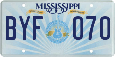 MS license plate BYF070