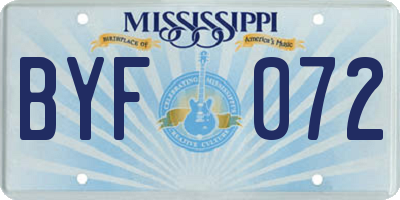 MS license plate BYF072