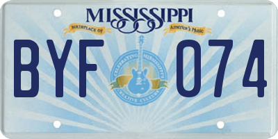 MS license plate BYF074