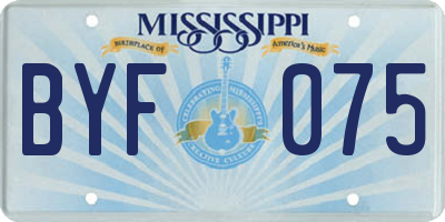 MS license plate BYF075