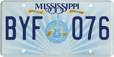 MS license plate BYF076