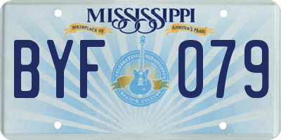 MS license plate BYF079
