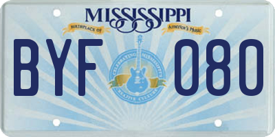 MS license plate BYF080