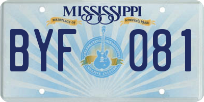 MS license plate BYF081
