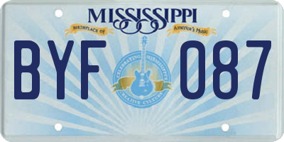 MS license plate BYF087