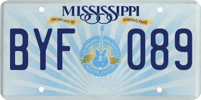 MS license plate BYF089
