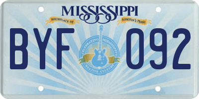 MS license plate BYF092
