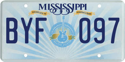 MS license plate BYF097