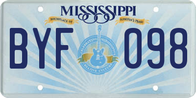 MS license plate BYF098