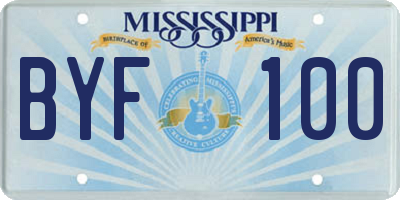 MS license plate BYF100