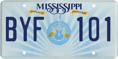MS license plate BYF101