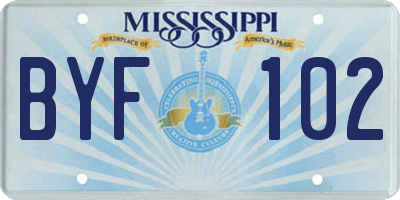 MS license plate BYF102