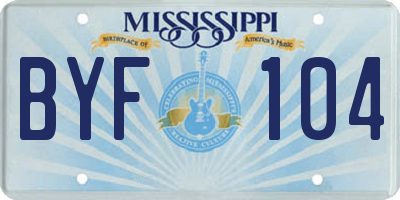 MS license plate BYF104