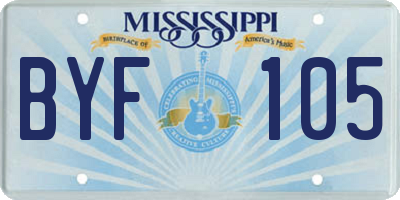MS license plate BYF105