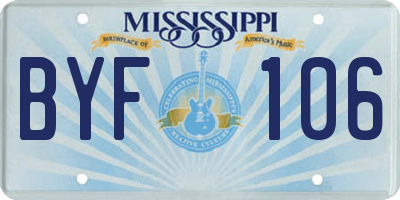 MS license plate BYF106