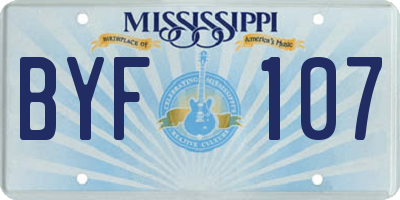 MS license plate BYF107