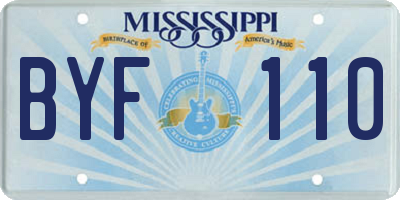 MS license plate BYF110