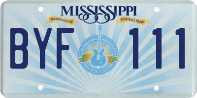 MS license plate BYF111