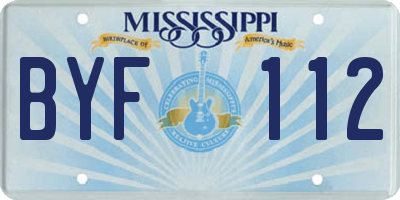 MS license plate BYF112