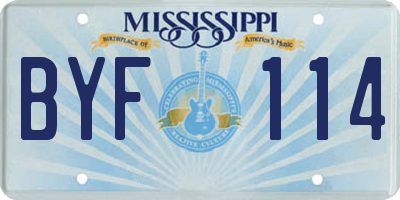 MS license plate BYF114