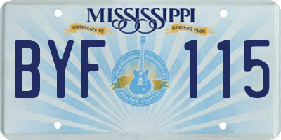 MS license plate BYF115