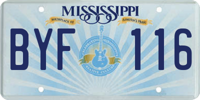 MS license plate BYF116