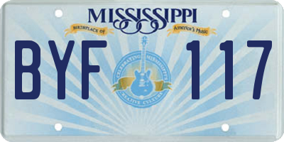 MS license plate BYF117