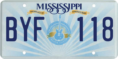 MS license plate BYF118