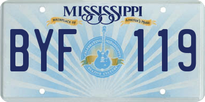 MS license plate BYF119