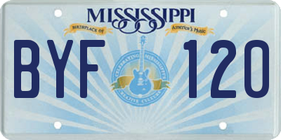 MS license plate BYF120