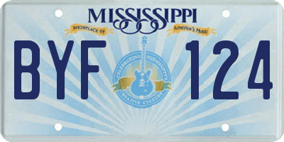 MS license plate BYF124