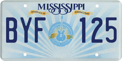 MS license plate BYF125