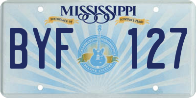 MS license plate BYF127
