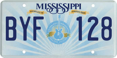 MS license plate BYF128