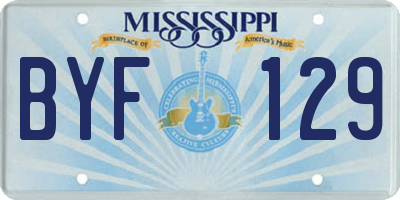 MS license plate BYF129