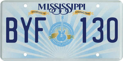 MS license plate BYF130
