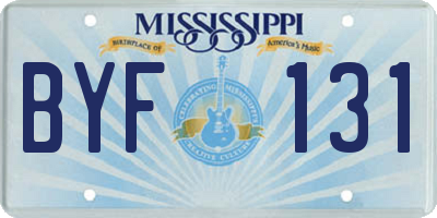 MS license plate BYF131