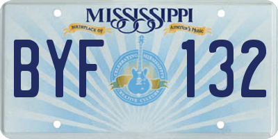 MS license plate BYF132
