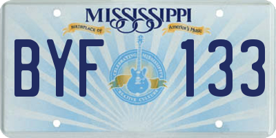 MS license plate BYF133