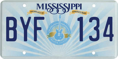 MS license plate BYF134