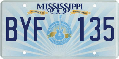 MS license plate BYF135