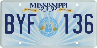 MS license plate BYF136