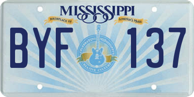 MS license plate BYF137