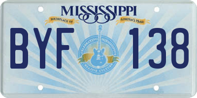 MS license plate BYF138