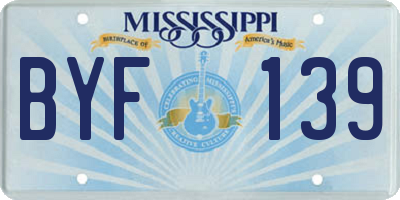 MS license plate BYF139