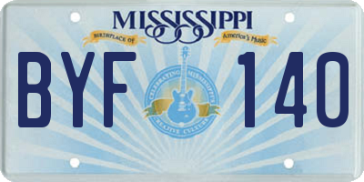 MS license plate BYF140