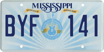 MS license plate BYF141