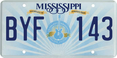 MS license plate BYF143