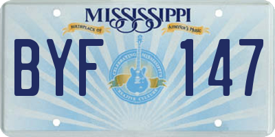 MS license plate BYF147